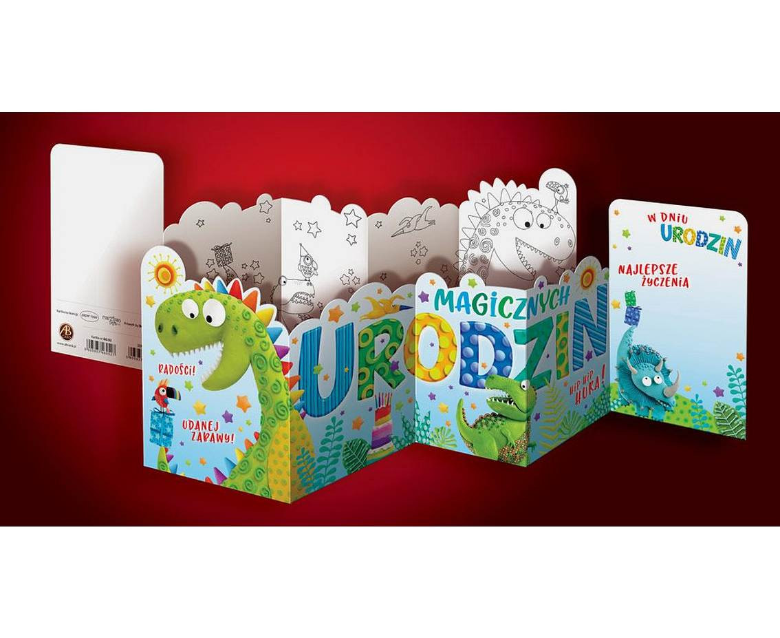 Harmony Card with Birthday Coloring Book, Green Dragon, 11,5x16,5 cm